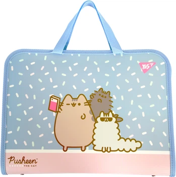 Папка-портфель Yes FC на блискавці з тканинними ручками Pusheen (492316)