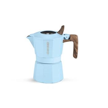 Гейзерна кавоварка з подвійним клапаном MHW-3BOMBER Double Valve Moka Pot 100 мл Блакитна (M6575BL-OS)