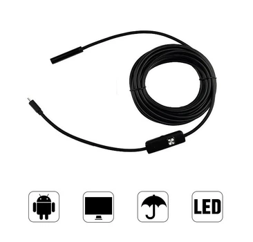 Камера эндоскоп 1м 5.5 мм, Эндоскоп для смартфона ПК с USB 1м, Гибкая мини камера, Бороскоп для телефона