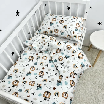 Натуральное детское постельное белье в кровать 120х60 см Oh My Kids «Lions»