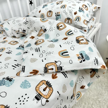 Дитяча натуральна підковдра 120х90 см Oh My Kids "Lions"