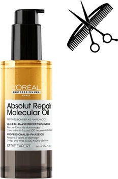 Професійна двофазна олійка L'Oreal Professionnel Paris Serie Expert Absolut Repair Molecular для молекулярного відновлення структури пошкодженого волосся 90 мл (3474637292447)