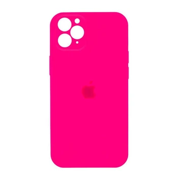 Силіконовий чохол для iPhone 11 Pro Max Неоново Рожевий FULL (SQUARE SHAPE) 65279
