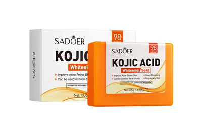 Противомикробное отбеливающее мыло для лица и тела Sadoer Kojic Acid Whitening Soap с койевой кислотой 100 г (6974723272256)