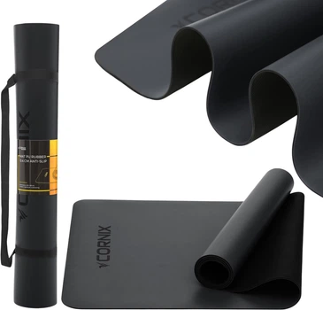 Коврик спортивный Cornix PU 183 x 68 x 0.4 см для йоги и фитнеса Black (XR-0317)