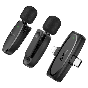 Бездротовий мікрофон Hoco L15 Lightning / Type-C Wireless Digital Microphone Crystal lavalier Black