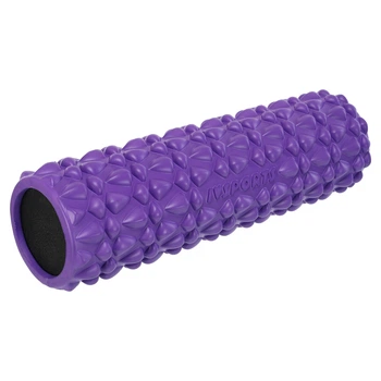 Роллер массажный цилиндр заполненный пеной рельефный 45см d-13 см Grid Bubble Roller Zelart фиолетовый FI-9391