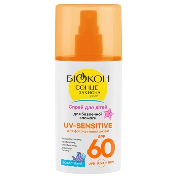 Cпрей Биокон для детей для безопасного загара UV-SENSITIVE SPF-60, 90 мл. (4823110303429)