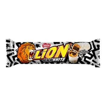 Батончик Lion Black&White со вкусом брауни мягкой карамелью и пшеничными крепежами покрыт белой глазурью 42 г. (8445291424463)