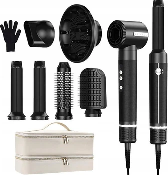 Стайлер UKLISS WT 626 А 7в1 фен щетка мультистайлер для укладки волос завивки выпрямления профессиональный многофункциональный прибор 1400 вт с насадками 7 в 1 Черный + кейс для хранения в подарок