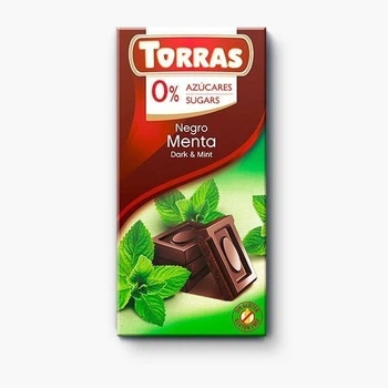 Шоколад черный без сахара и глютена с мятой Torras 75 г