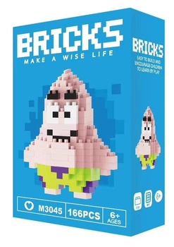 Конструктор фігурка Пікселі BRICKS Патрік Стар Губка Боб серія "Мультгерої" Patrick Star SquarePants Micro Diamonds Blocks M3045