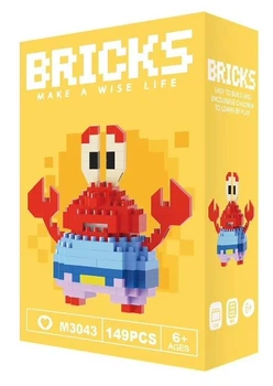 Конструктор фігурка Пікселі BRICKS Містер Крабс Губка Боб серія "Мультгерої" Mr. Eugene Harold Krabs Micro Diamonds Blocks M3043