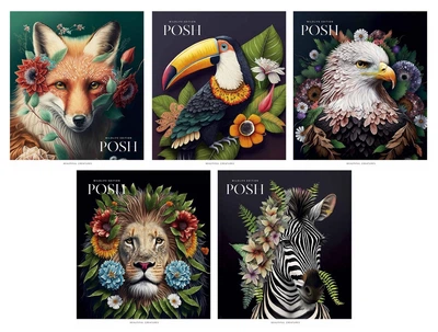 Набор тетрадей общих Школярик УФ лак 3257 Posh creatures 96 листов в клеточку 5 шт (096-3257K)