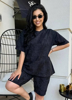 Легкий трикотажный костюм женский футболка шорты 4156663 2XL (54-56) Черный