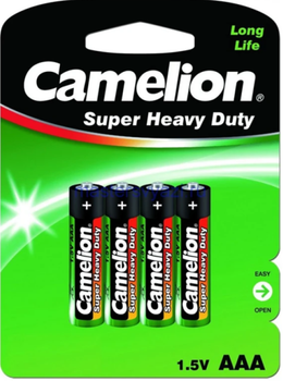 Батарейка ”Camelion” /R03/4bl (green)/390/ сольова, 1,5V, мізинчик (4/48) (Канц 20)