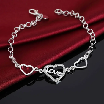 Жіночий браслет Love серце із серцями стерл. ср. тиффані tiffany