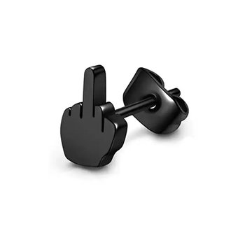 Сережки-гвоздики FUCK 1шт з титанової сталі чоловічі сережки fuck чорний колір