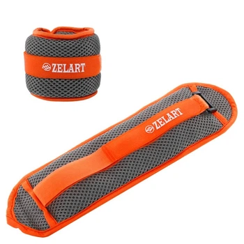 Водонепроницаемые утяжелители манжеты вес 1 кг (2×0,5 кг) Zelart 7210-1 Grey-Orange