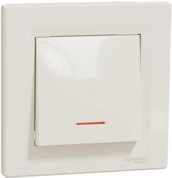 1-клавішний вимикач Schneider Electric Asfora з підсвіткою самозажимний крем (EPH1400123)
