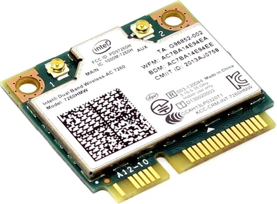 Модуль Wi-Fi + Bluetooth 4.0 Intel Wireless-AC 7260HMW 802.11a/b/g/n/ac, 300-867Mbps 2.4/5GHz PCIe Half Mini Card