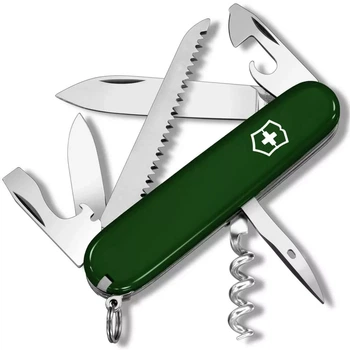 Складаний ніж Victorinox Camper 13 функцій для активного відпочинку та подорожей компактний зелений