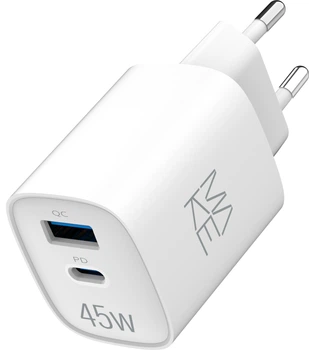 Зарядний пристрій мережевий Make 45W GaN3 Type-C PD + USB QC4.0 White (MCW-4521GWH)