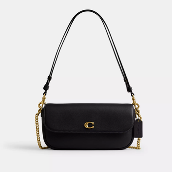 Женская кожаная сумка Coach Brook Flap Chain Bag Brass/Black
