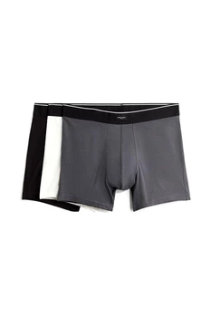 Набір подовжених бавовняних боксерів H&M mid trunks розмір L 3 шт black white grey 0178