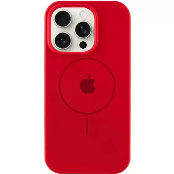 Чохол Silicone Premium case MagSafe з захистом камери та дисплея для iPhone 16 Pro Max Full Protective red 3958
