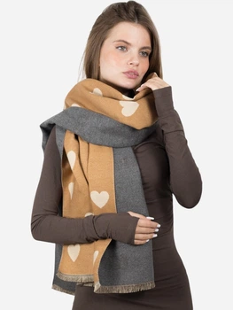 Палантин женский SumWin Серце-М ZPQ2551-01 Кэмел/Темно-серый