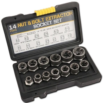 Набір інструментів для видалення ударних болтів і гайок 14 шт Nut Extractor ES-14 XPRO (43718-_485)