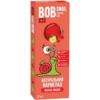 Натуральний Фруктовий Мармелад Яблуко-Вишня ТМ BOB SNAIL 27 г мармелад без цукру Равлик Боб