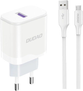 Ładowarka sieciowa Dudao A20EU USB-A 18W + kabel USB-A - micro USB White (6976625332014)