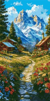 Картина по номерам Пейзаж. Утренняя дорога в горы 40*80 см Оригами LW 5162