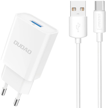 Ładowarka sieciowa Dudao A4EU USB-A 2.1A + kabel USB-A - USB-C White (6976625331970)