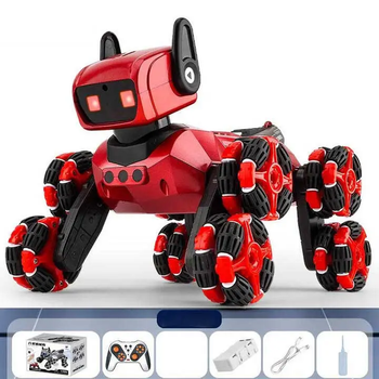 Робот собака восьмиколісна трюкова + Парогенератор + Пульт на руку Stunt Dog Red 8-wheel robot dog