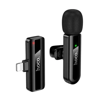 Беспроводной петличный микрофон Hoco L20 Lightning |2.4G, 5-15m, 3-4h| Петличка для телефона Черный