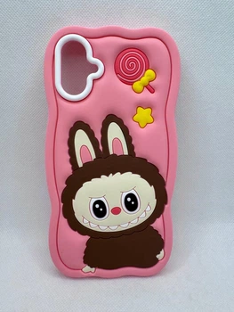 Детский резиновый чехол Лабубу для Samsung Galaxy A06 Розовый