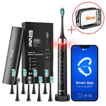 Електрична зубна щітка Bitvae S2 Smart 8 насадок та футляр black + косметичка