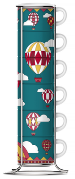 Zestaw filiżanek do espresso Bialetti Winter Wonderland Balloons na stojaku 6 szt (8006363075145)