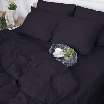 Простынь на резинке MirSon Satin Premium 0055 Black Pearl 200 х 220 см (2200001077539)