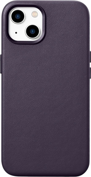 Панель iCarer Real Cowhide Premium Leather Magsafe для Apple iPhone 14 Plus Dark Purple (WMI14220707-DP)