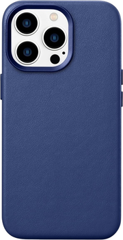 Панель iCarer Real Cowhide Premium Leather Magsafe для Apple iPhone 14 Pro Max Blue (WMI14220708-BU)