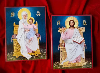 Пара венчальная с иконой Божией Матери с Младенцем, 28 × 21 см