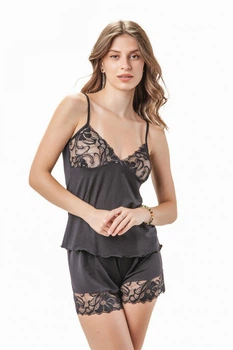 Піжама жіноча з віскози та мережива Felisiya Lingerie Чорний 128-170х M