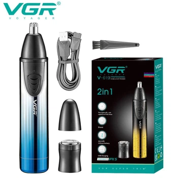 Триммер 2 в 1 VGR V-619 BLUE, 2 насадки - триммер для носа, шейвер
