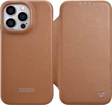 Чохол-книжка iCarer Curved Edge Real Cowhide Premium Leather Folio Case для Apple iPhone 14 Pro Brown (WMI14220714-BN)