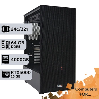 Компьютер Power Up #12 для Houdini / Core i9 14900K / 64 GB / SSD 4TB / NVIDIA Quadro RTX5000 16GB для видеомонтажа анимационного дизайна и постобработки