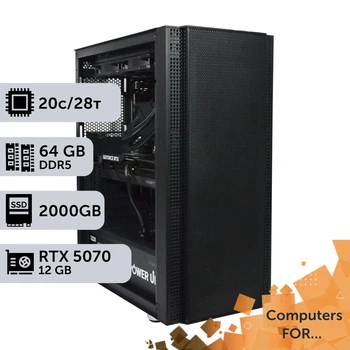 Компьютер Power Up #25 для After Effects / Core i7 14700K / 64GB / HDD 4TB / SSD 2TB / GeForce RTX 5070 12GB для видеомонтажа анимационного дизайна и постобработки